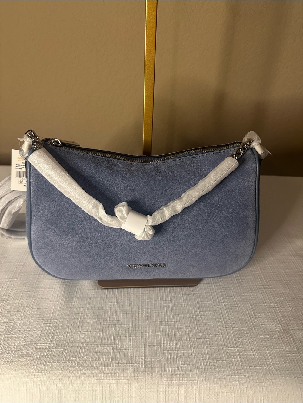 Michael Kors Dusty Blue Suede Shoulder Bag